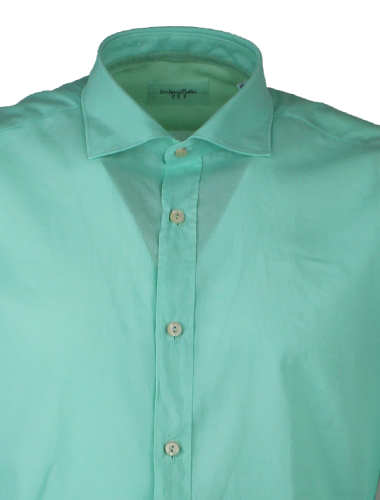 Camicia cotone popeline acquamarina