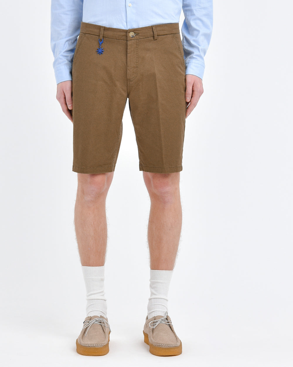 Bermuda slim gabardina di cotone stretch verde