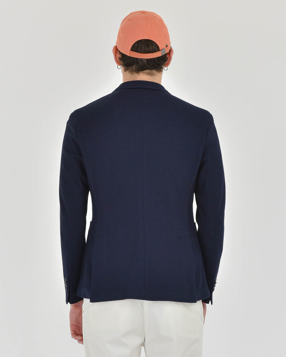 Giacca doppiopetto piquet jersey di cotone blu