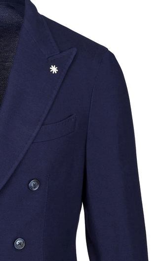Giacca doppiopetto piquet jersey di cotone blu