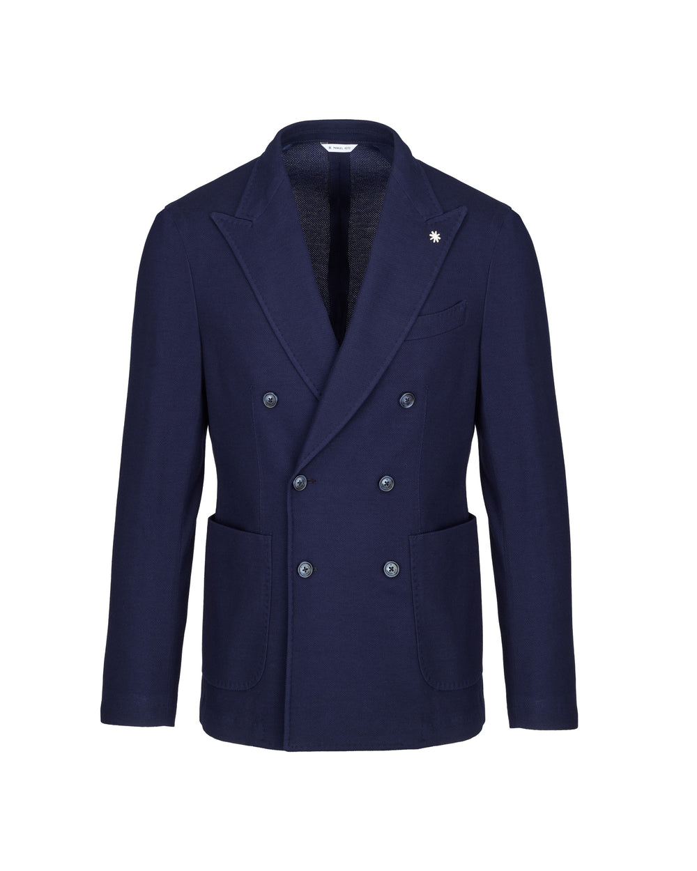 Giacca doppiopetto piquet jersey di cotone blu