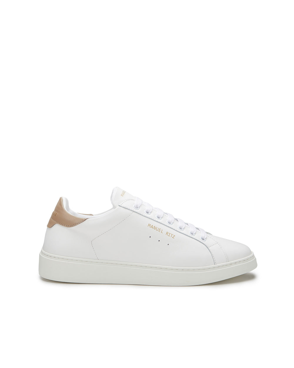 Sneakers in pelle tallone beige