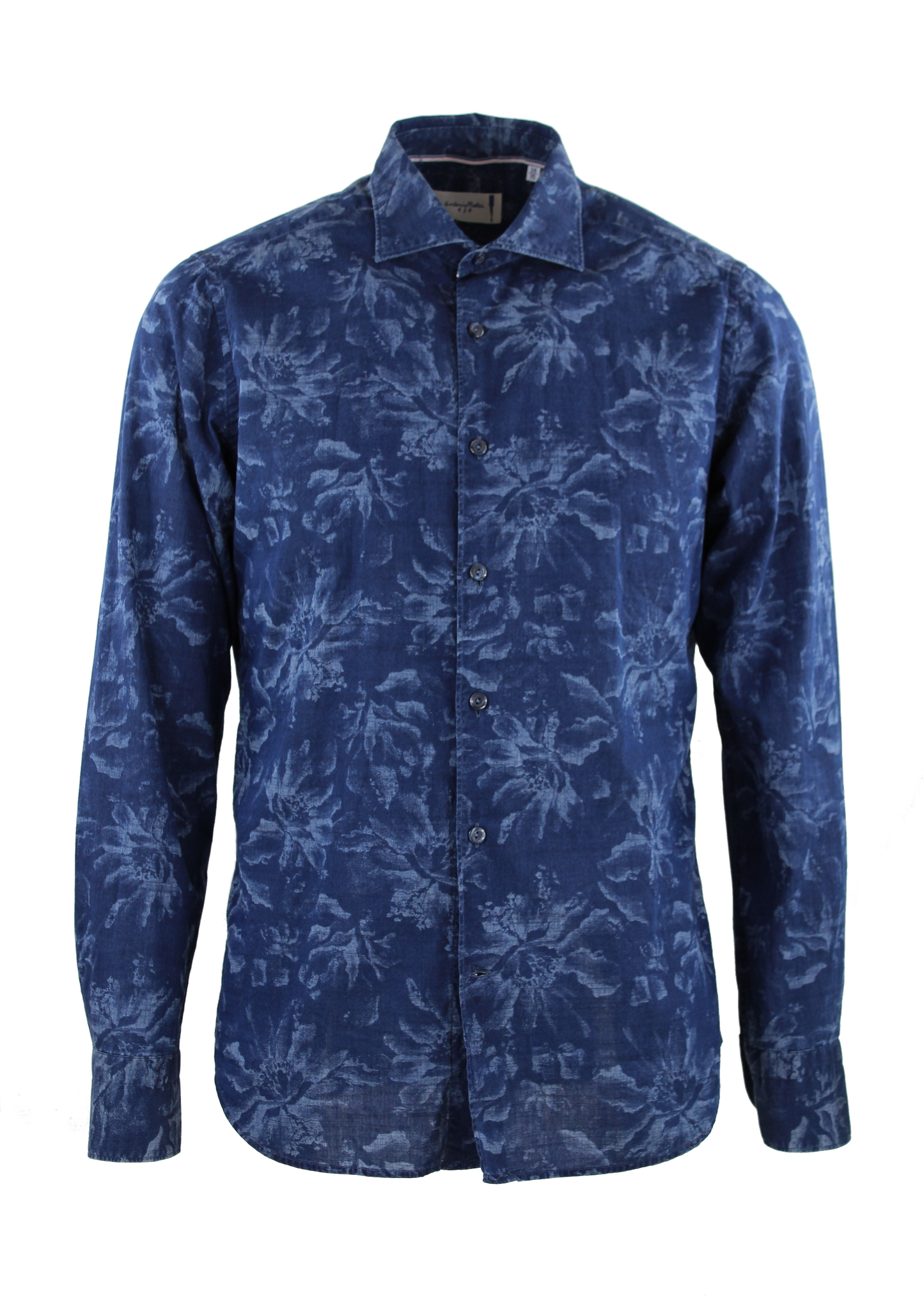 Camicia fantasia fiori blu