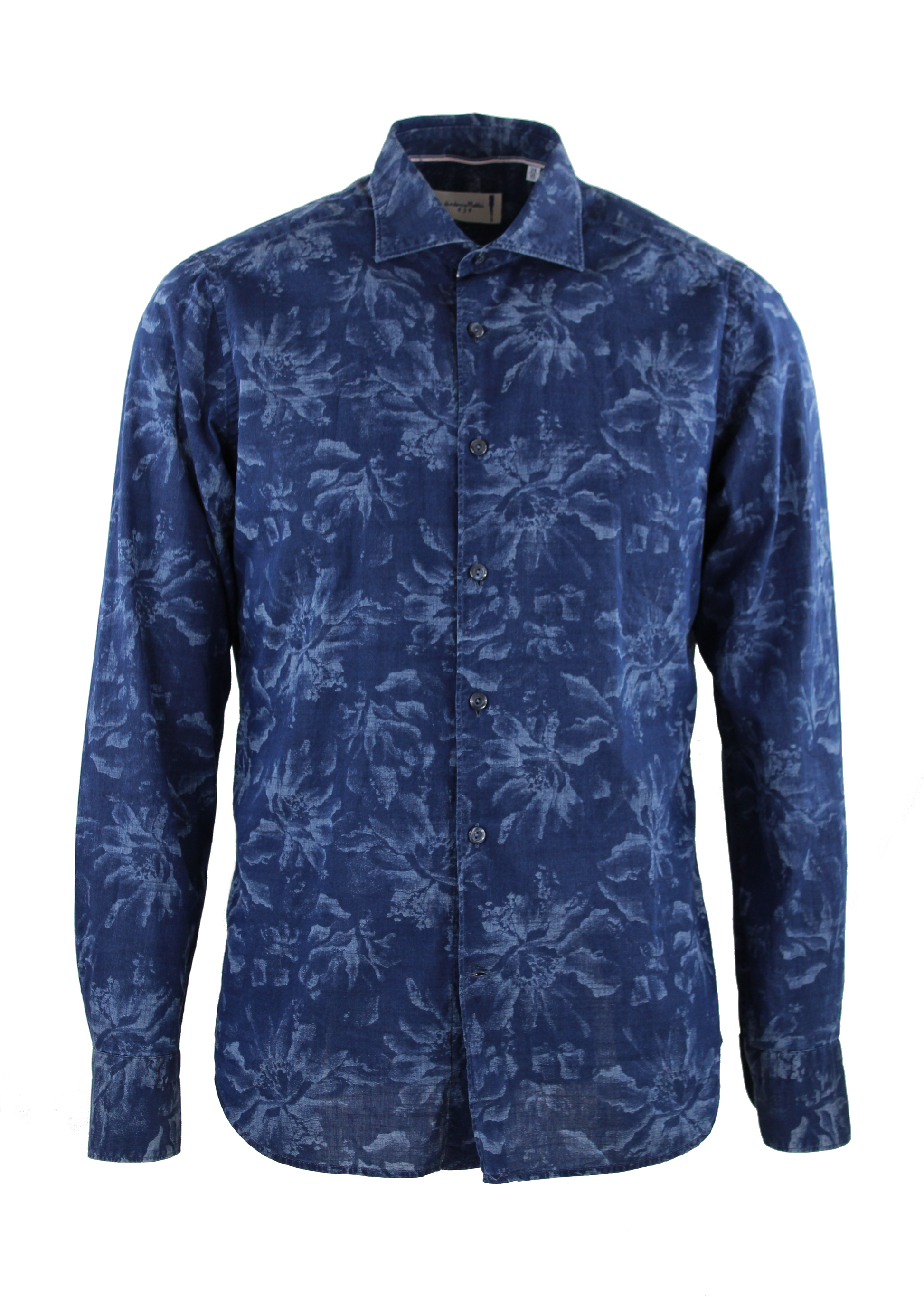 Camicia fantasia fiori blu Tintoria Mattei