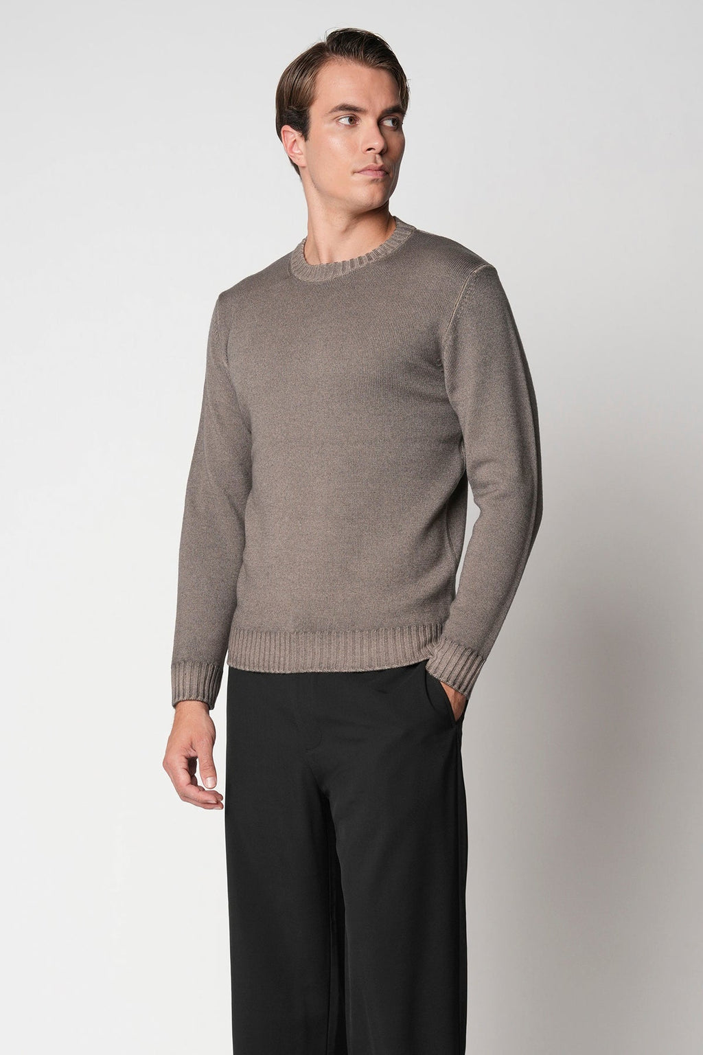 Maglia pura lana merino fango