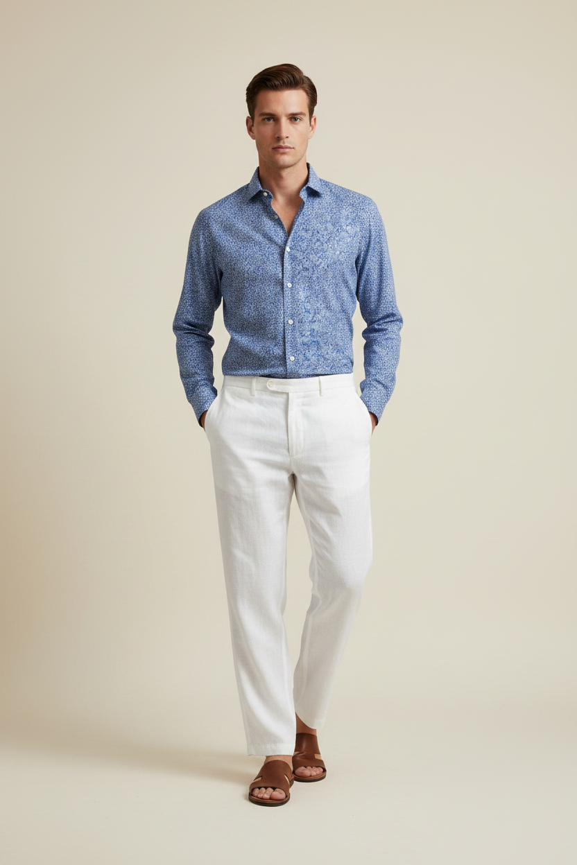 Camicia microfantasia fiori Tintoria Mattei
