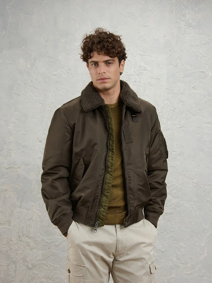 Bomber con colletto in ecopelle di pecora Marshall
