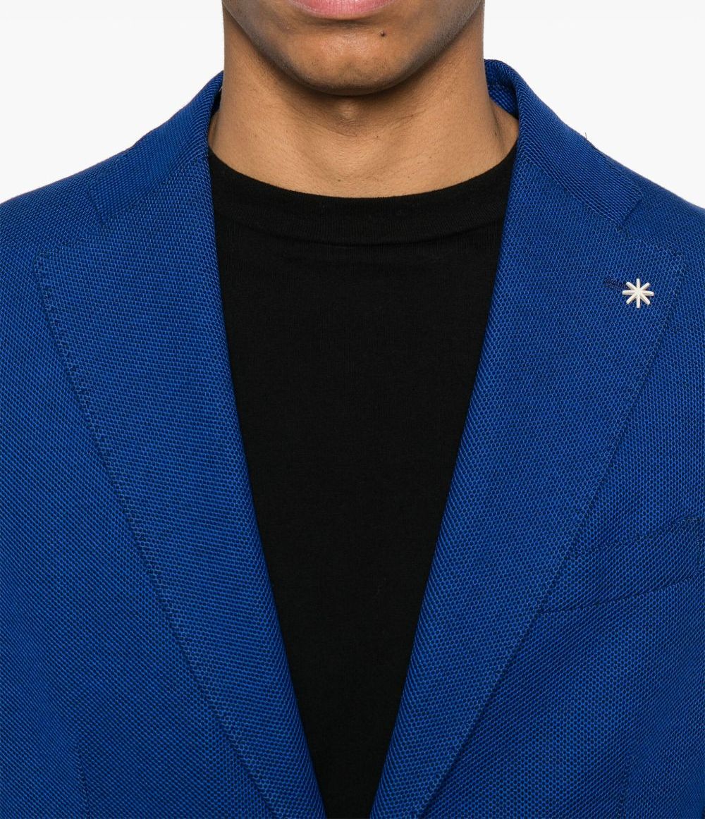 Giacca nuvola jersey cotone piquet blu