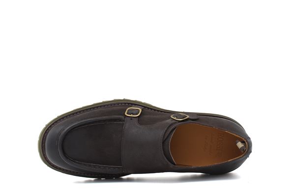 Scarpa in pelle nabuk doppia fibbia