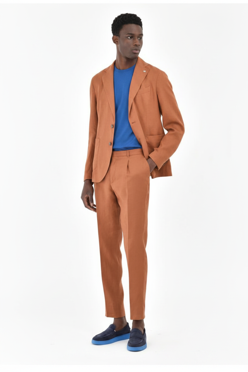 Abito slim fit sfoderato in lino