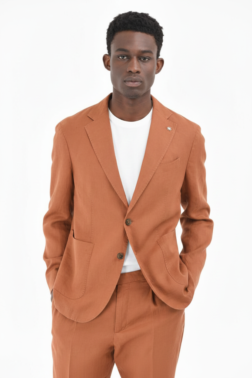Abito slim fit sfoderato in lino