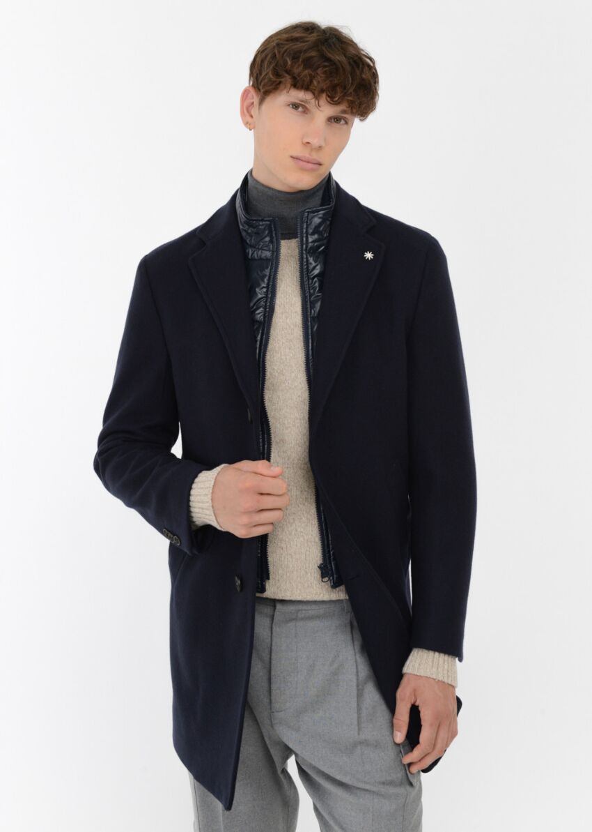 Cappotto slim panno misto lana