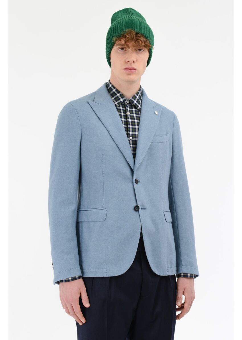 Giacca slim tinto capo diagonale misto lana