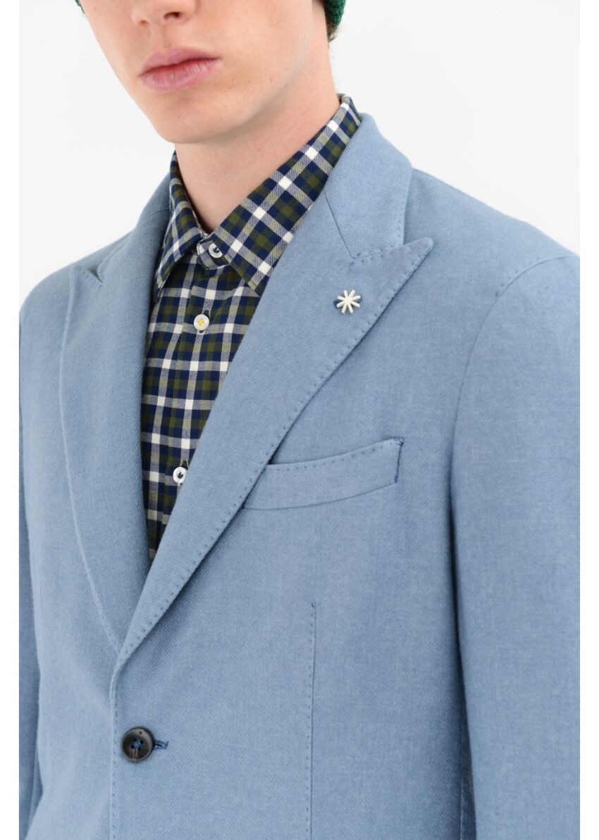 Slim fit diagonal garment dyed wool blend jacket