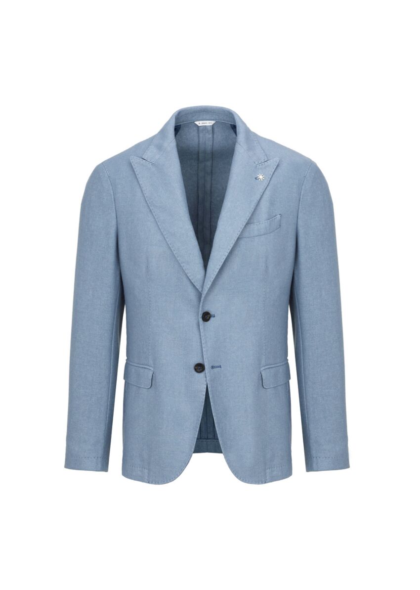 Slim fit diagonal garment dyed wool blend jacket