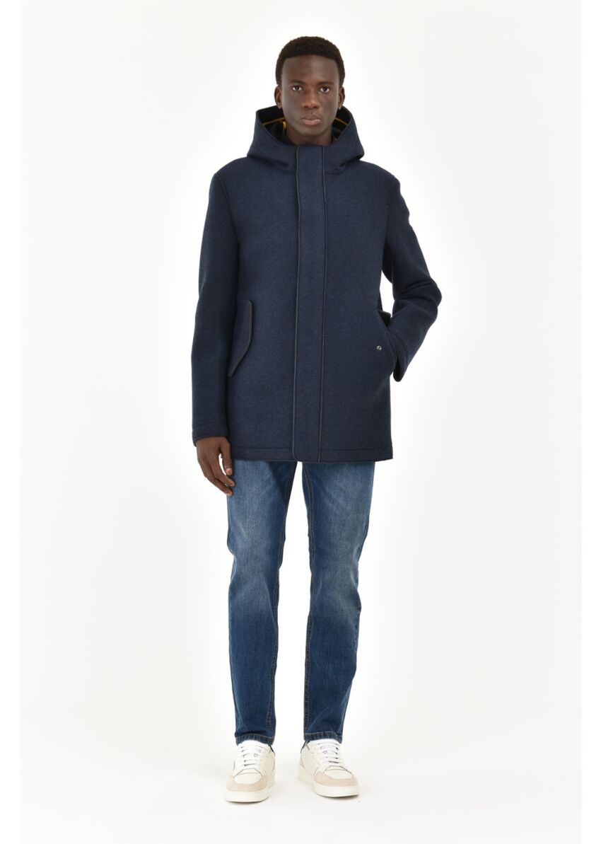 Slim fit wool blend jersey parka