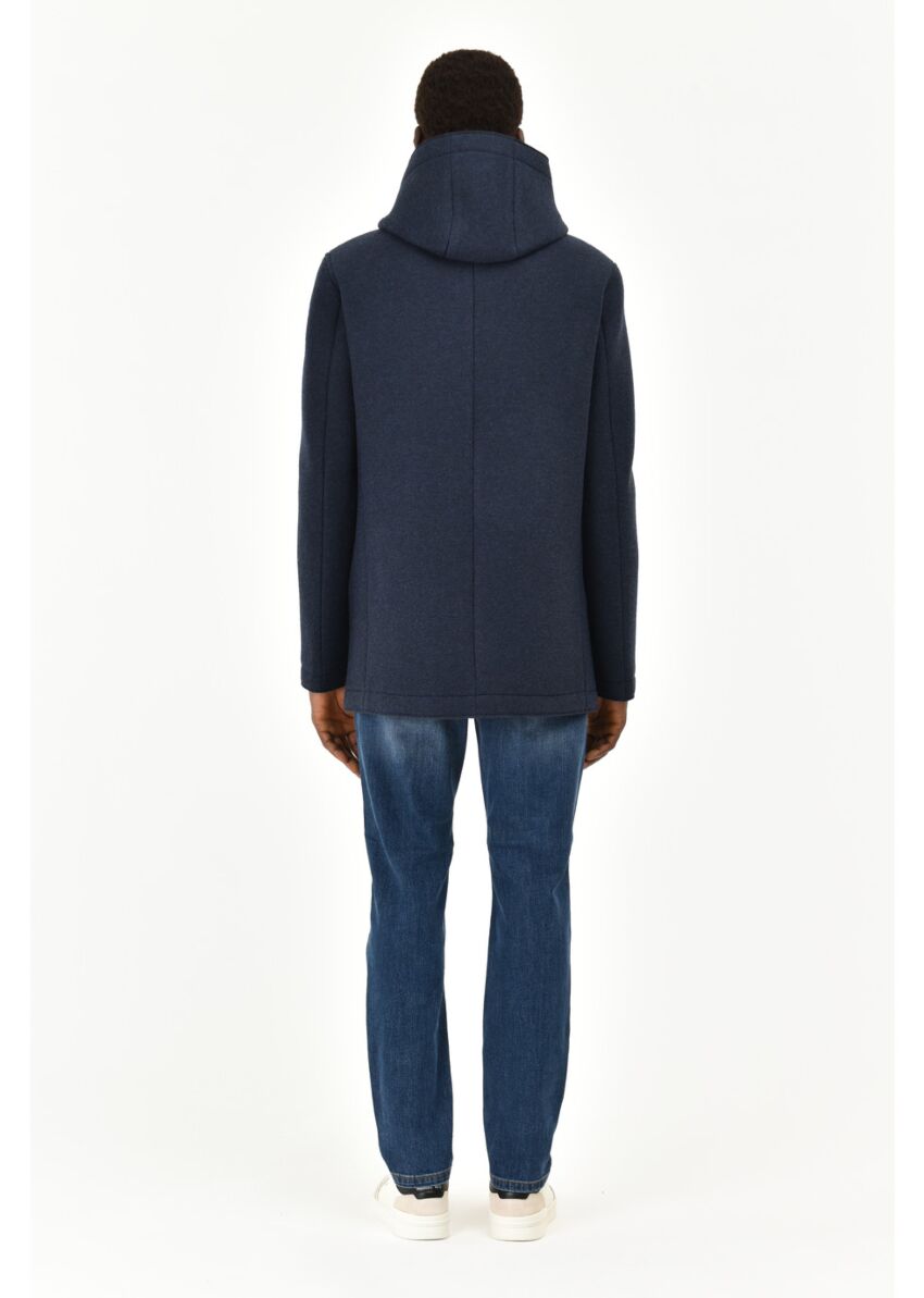 Slim fit wool blend jersey parka