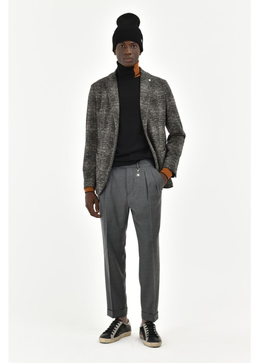Wool blend turtleneck with contrasting trims