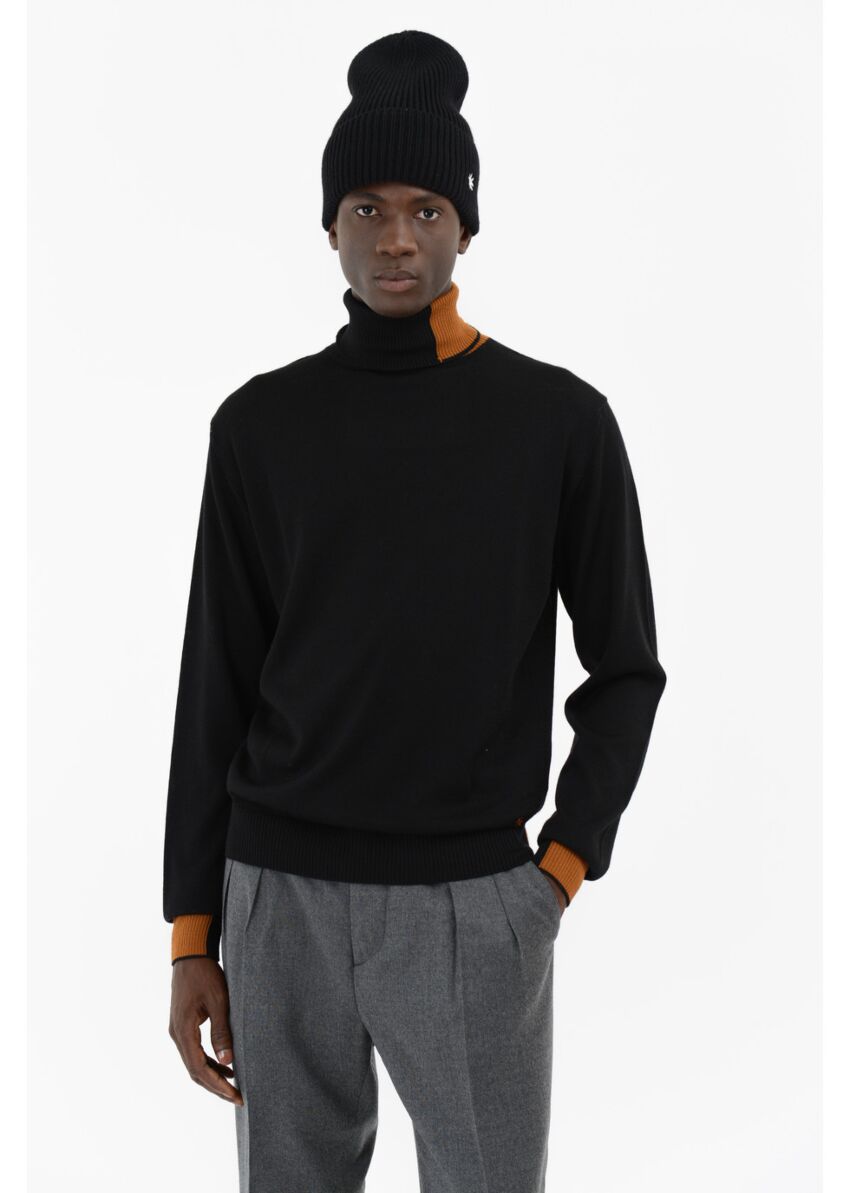 Wool blend turtleneck with contrasting trims