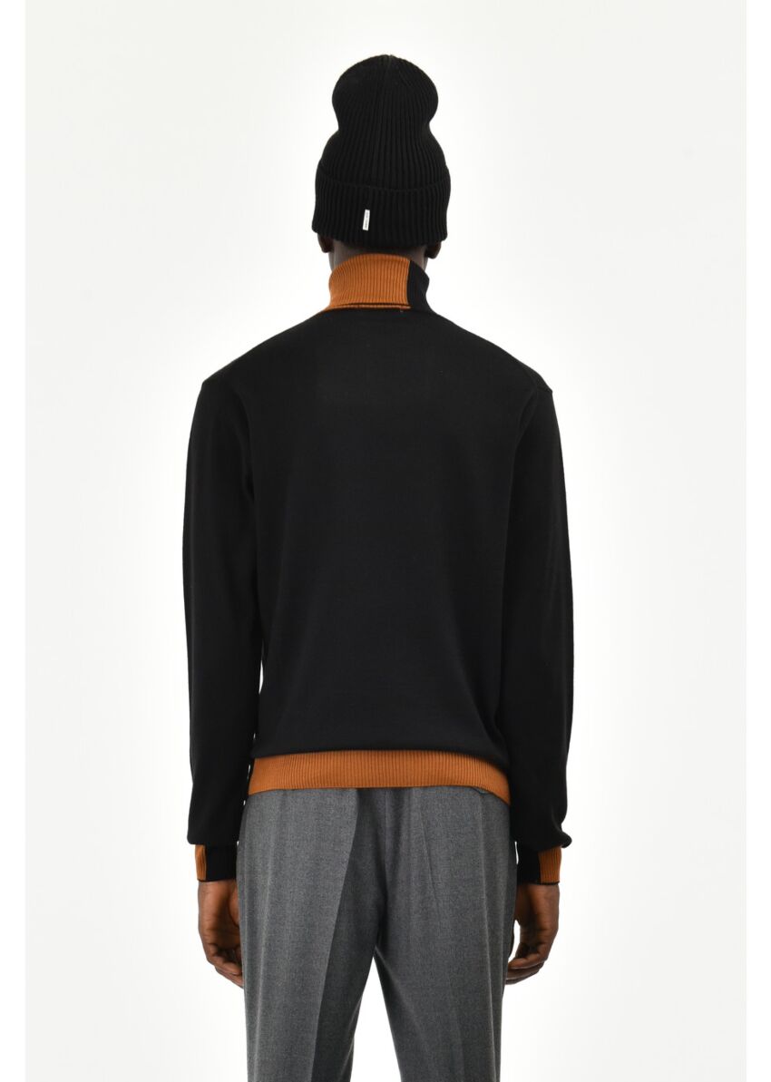 Wool blend turtleneck with contrasting trims