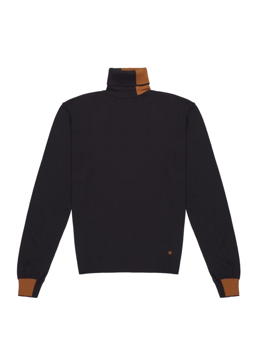Wool blend turtleneck with contrasting trims