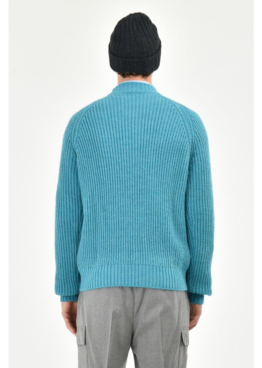 Crew neck sweater in English rib wool blend