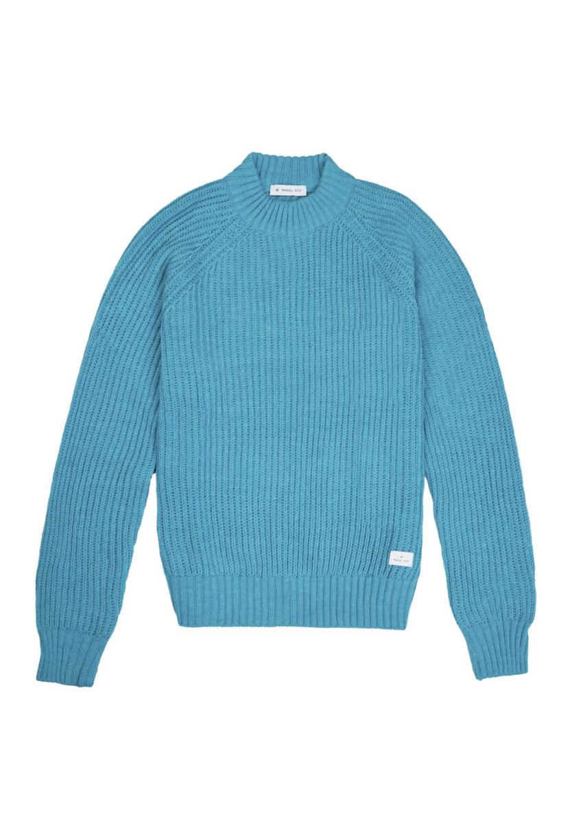 Crew neck sweater in English rib wool blend