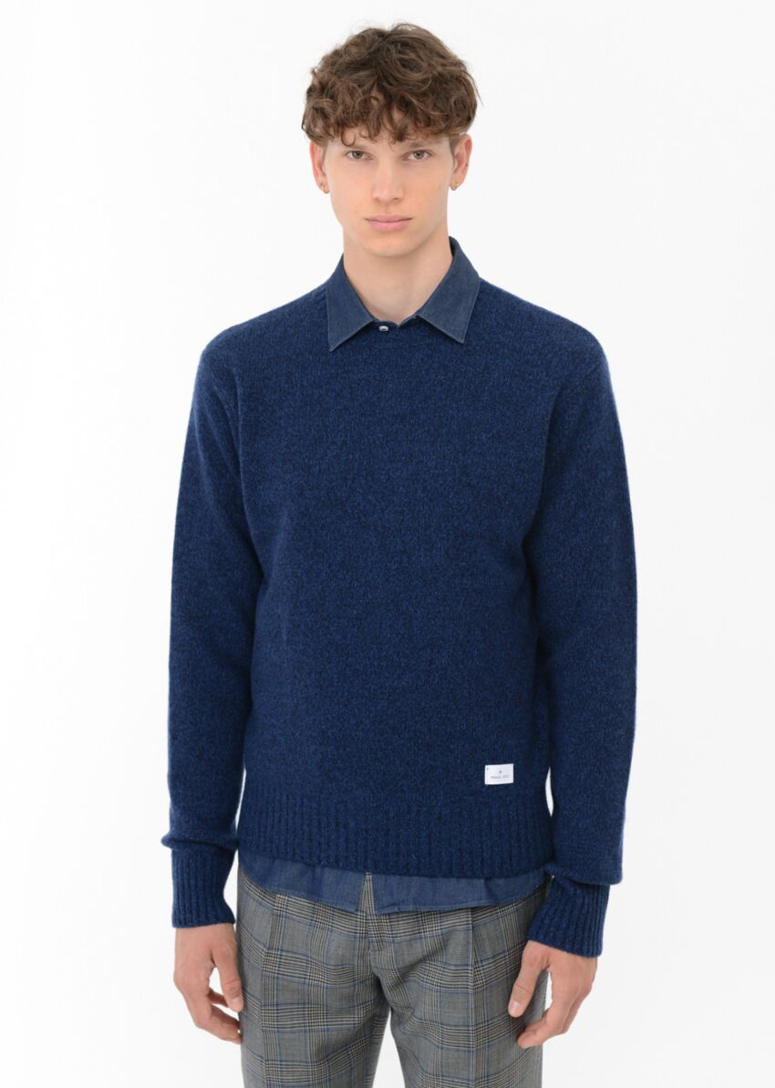 Maglia girocollo mouline` misto lana