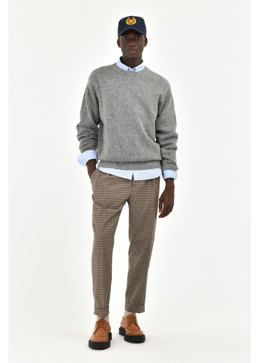 Maglia girocollo mouline` misto lana