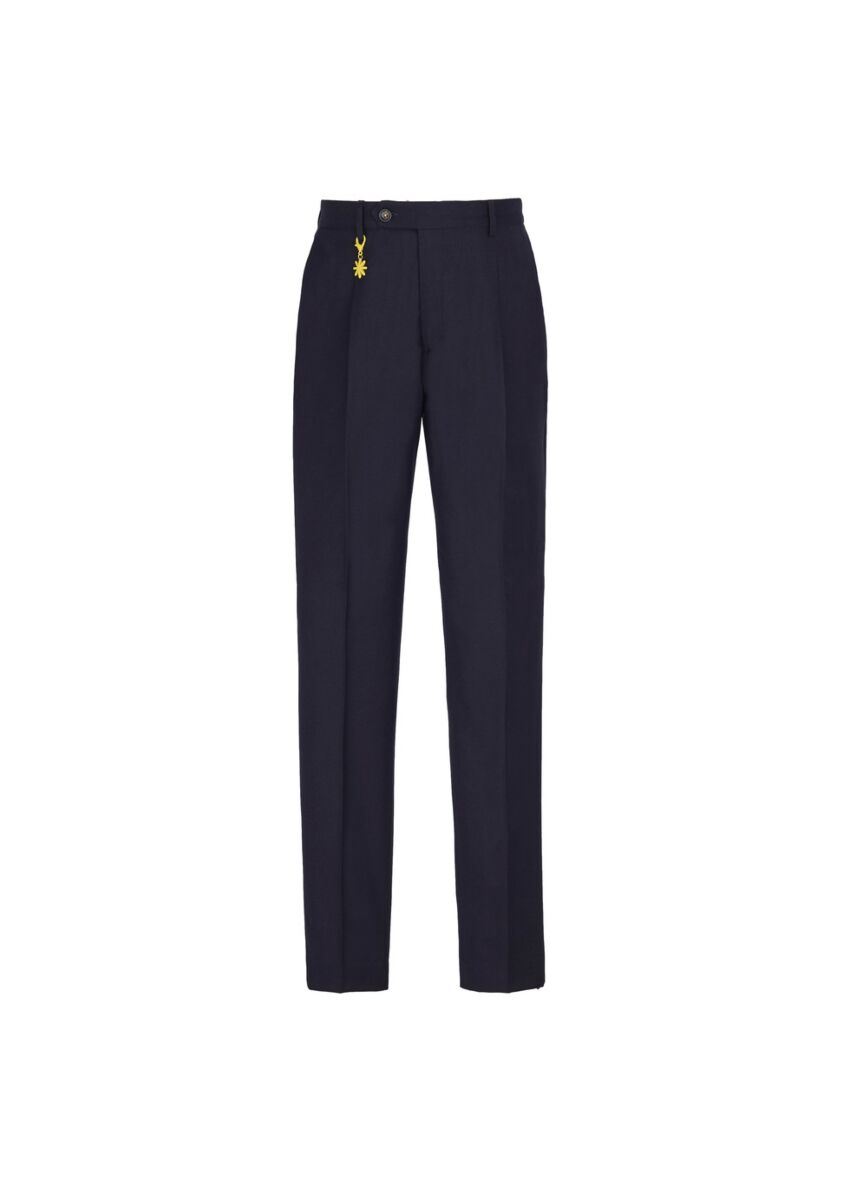 Pantalone pinces slim flanella di lana stretch