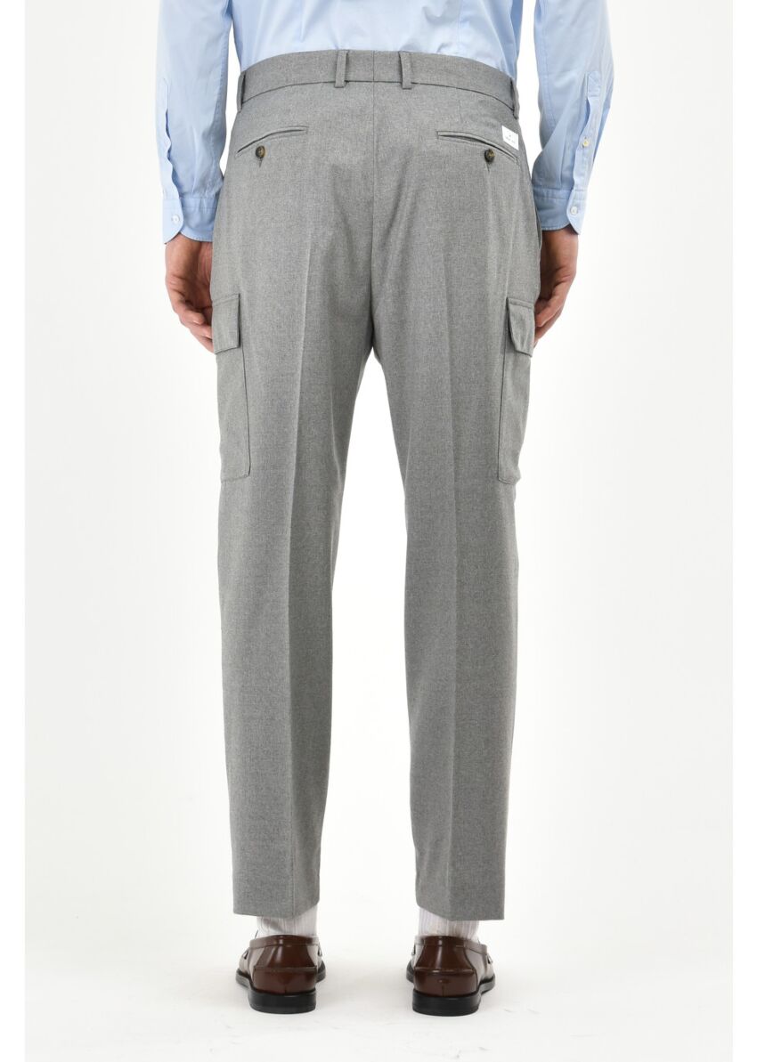 Stretch wool flannel cargo trousers