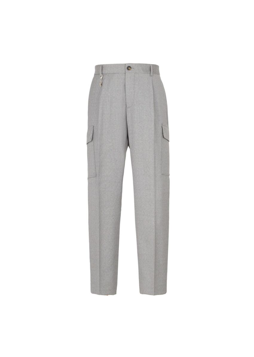 Stretch wool flannel cargo trousers