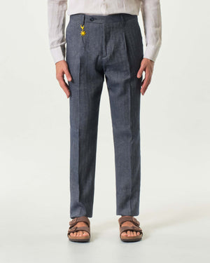 Pantalone mistolino chevron blu