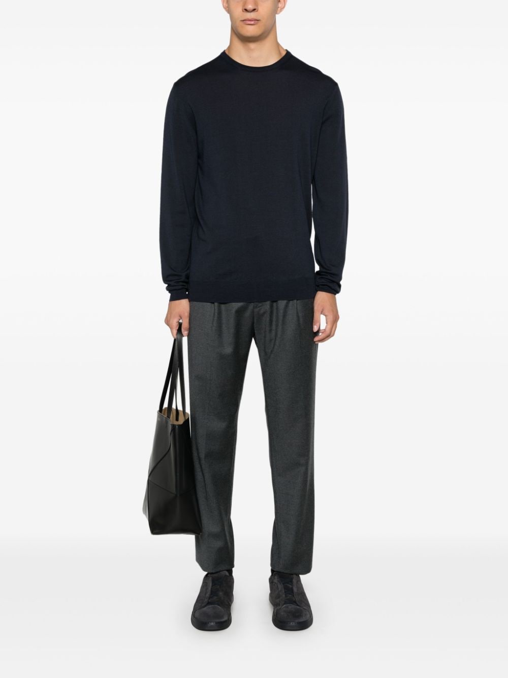 Pantaloni Wimbledons con coulisse pura lana grigio