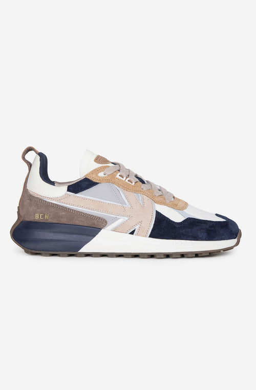 Scarpa Kaotiko Vancouver B Da Uomo Blu Beige In Suede Scamosciato