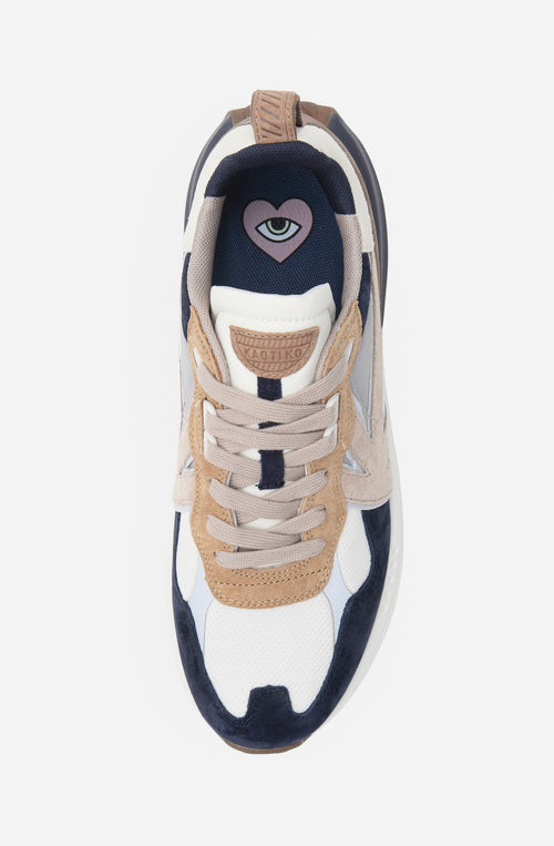 Scarpa Kaotiko Vancouver B Da Uomo Blu Beige In Suede Scamosciato