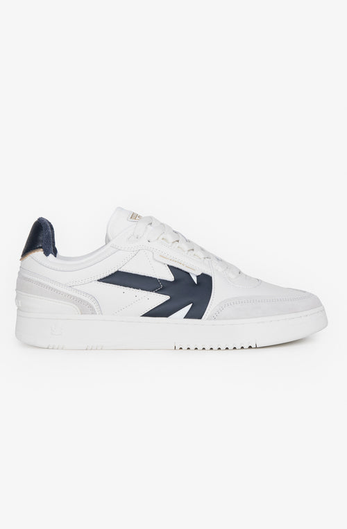 Scarpa Kaotiko Boston Pi Da Uomo Bianco Blu Grigio Perla In Suede E Pelle