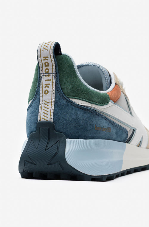 Scarpa Kaotiko Vancouver B Da Uomo Blu Beige Verde In Suede Scamosciato Nylon E Mesh