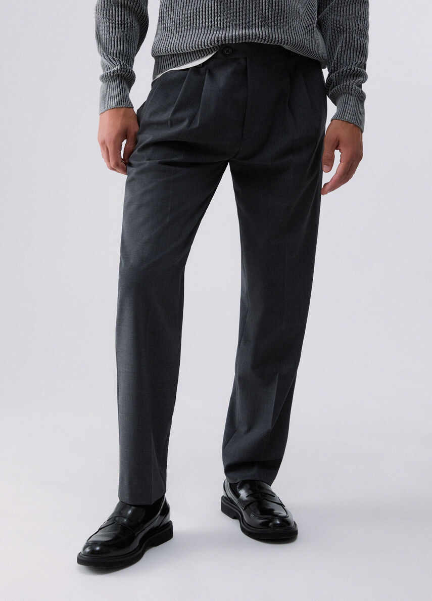 PANTALONI CHINO IN MISTO LANA