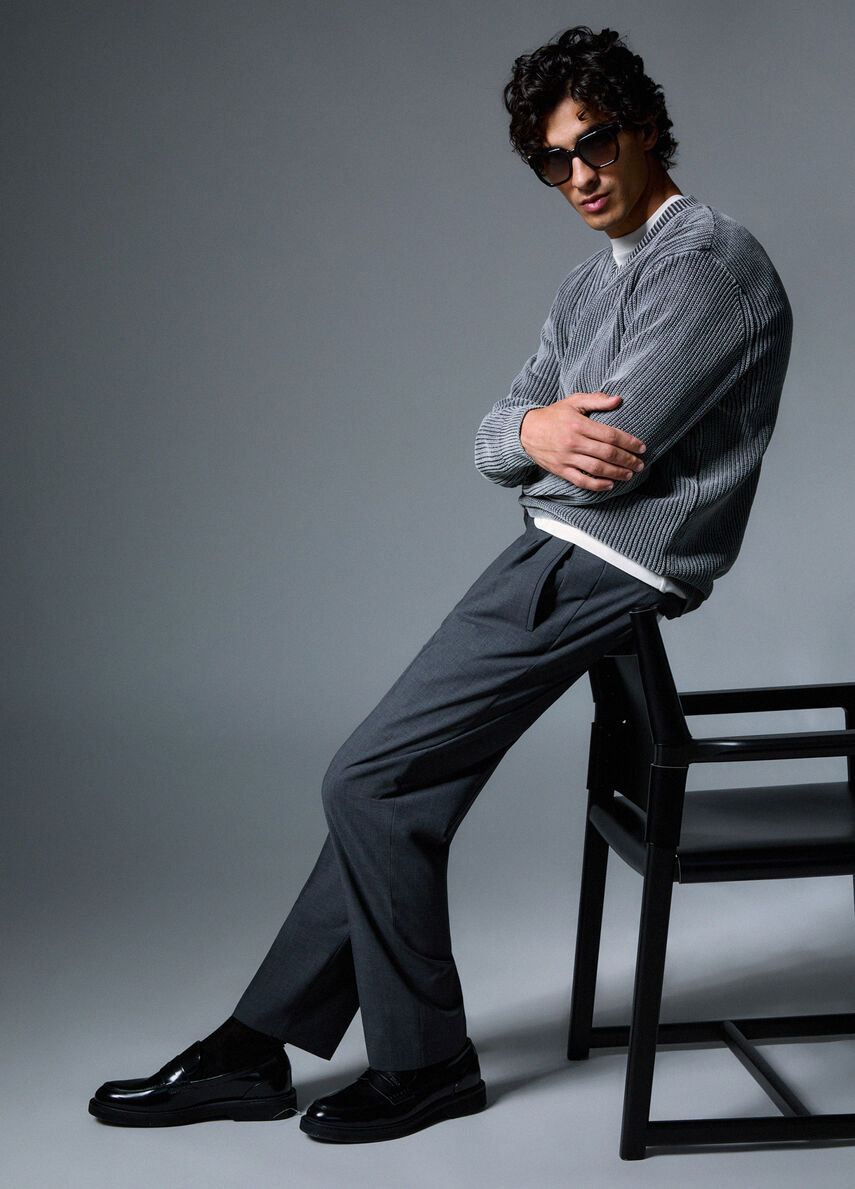 PANTALONI CHINO IN MISTO LANA