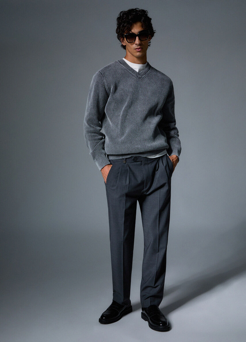 PANTALONI CHINO IN MISTO LANA