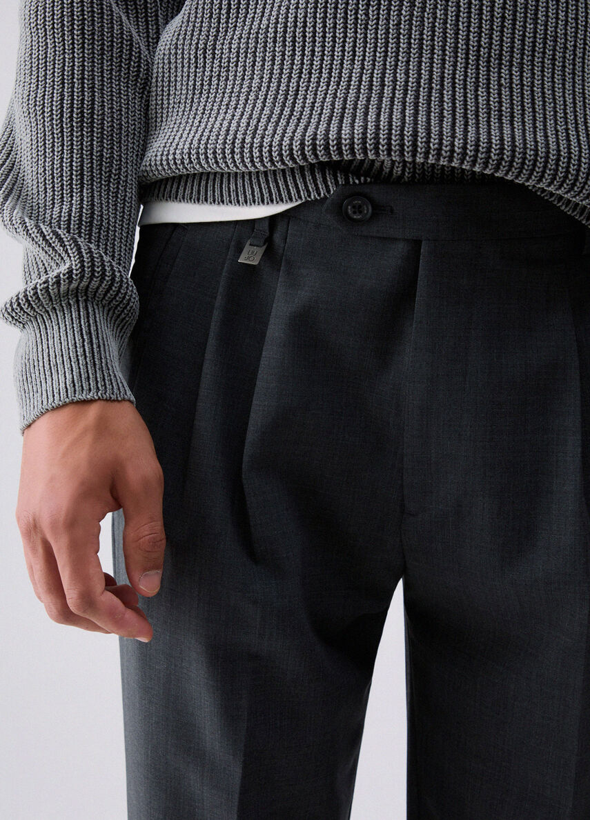 PANTALONI CHINO IN MISTO LANA