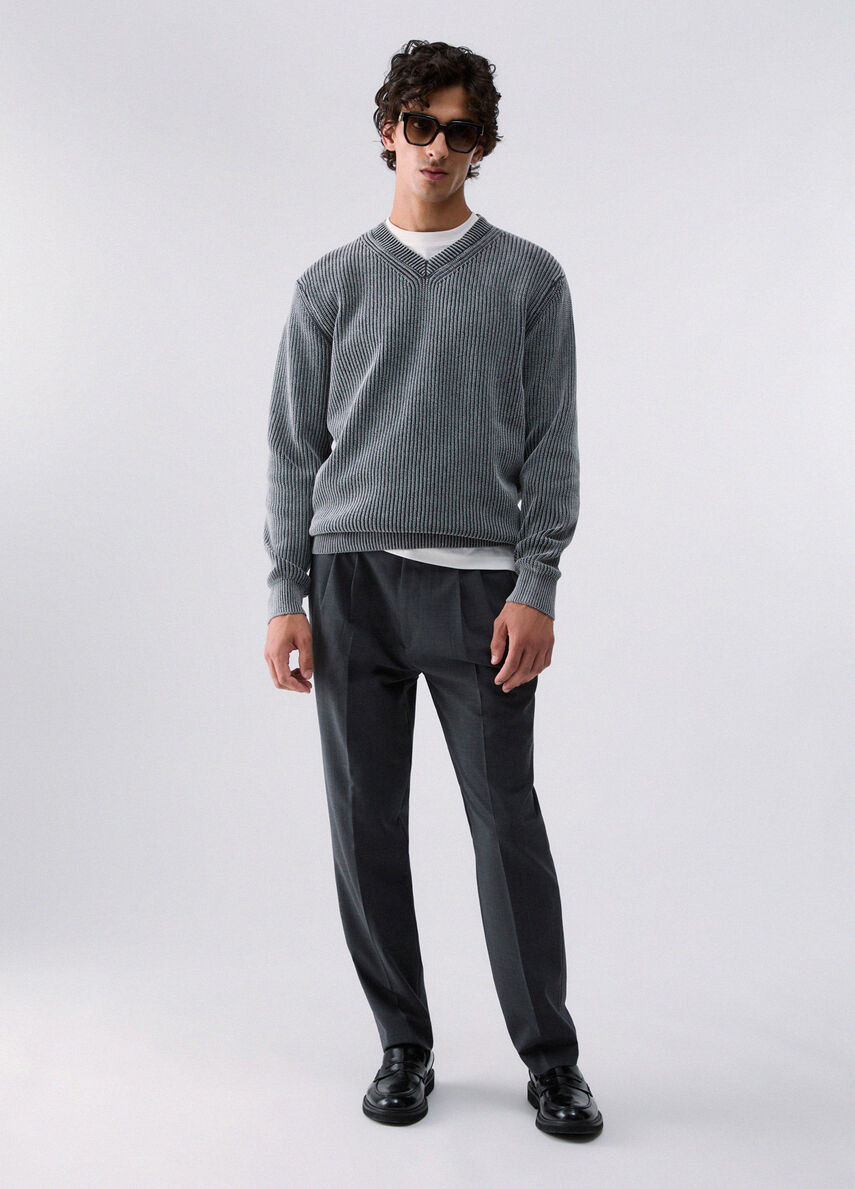 PANTALONI CHINO IN MISTO LANA