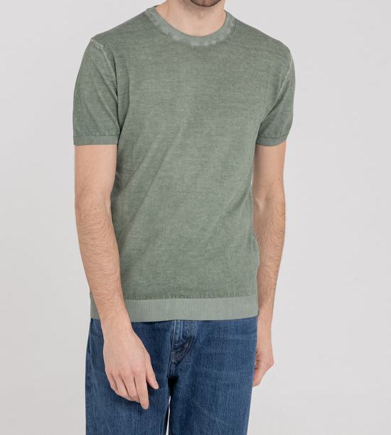 Girocollo Cotton Crepe Tintura a Freddo verde