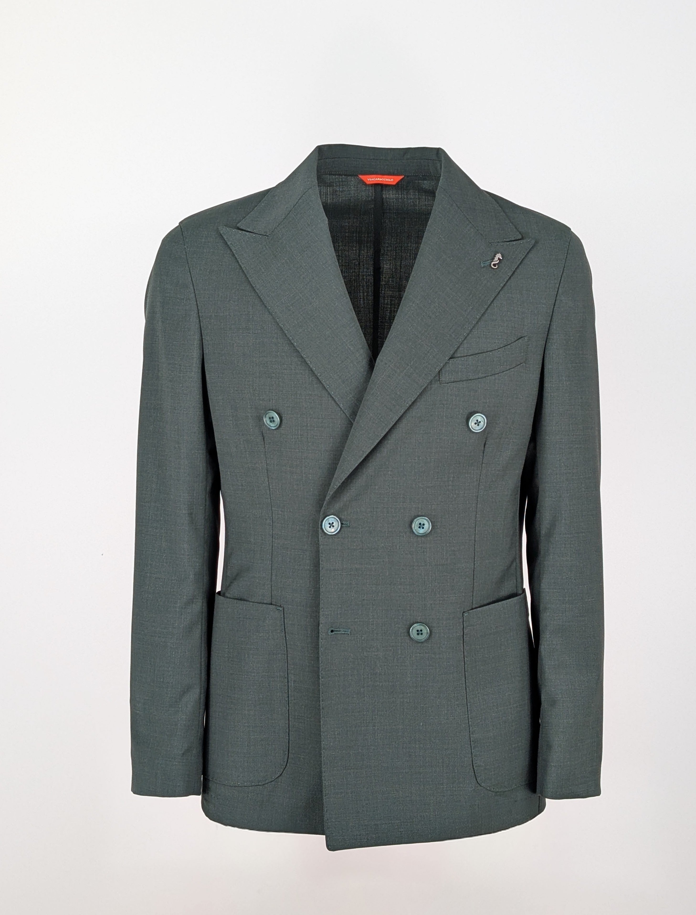 Giacca doppiopetto fresco lana verde