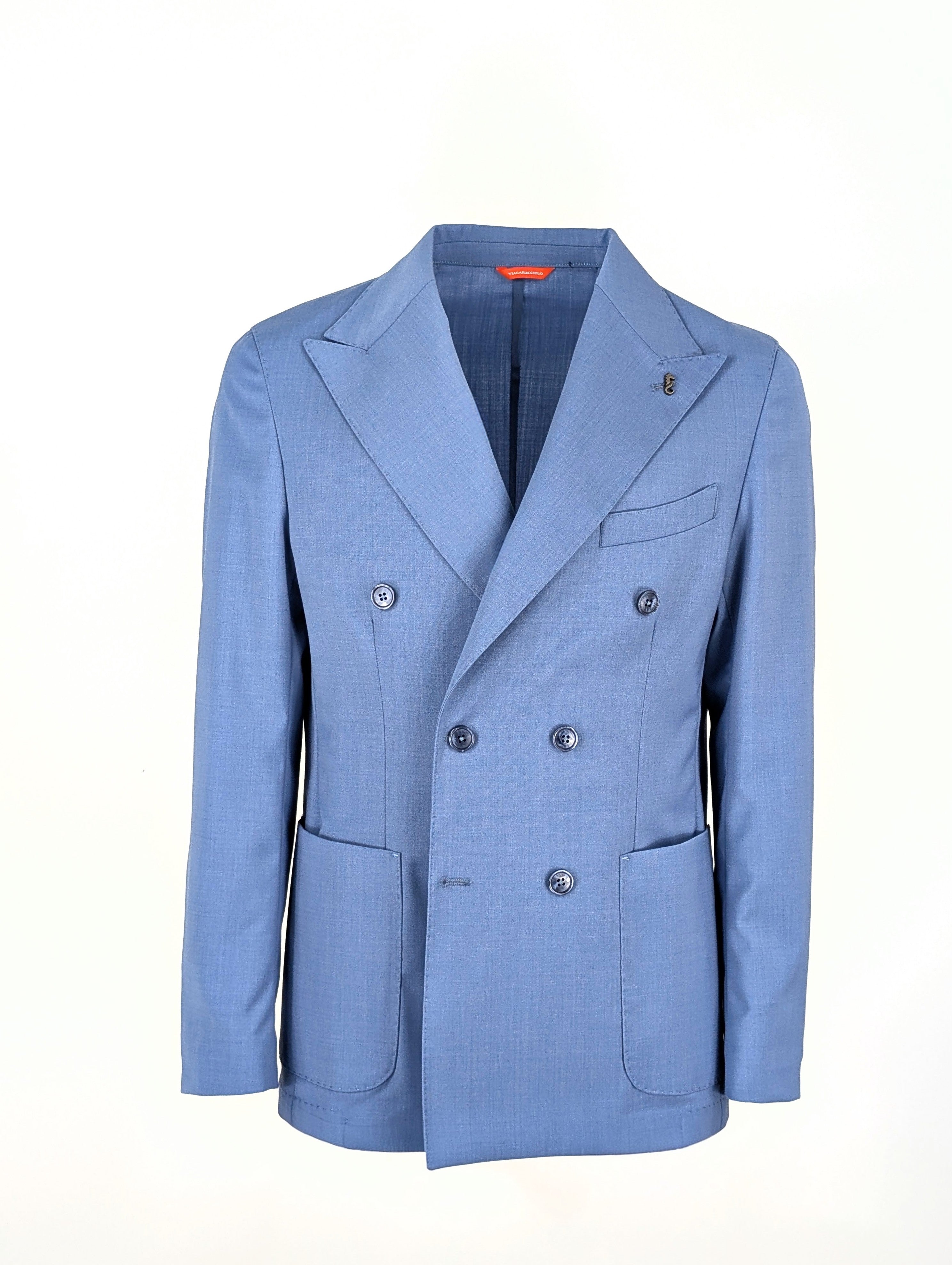 Giacca doppiopetto fresco lana avio