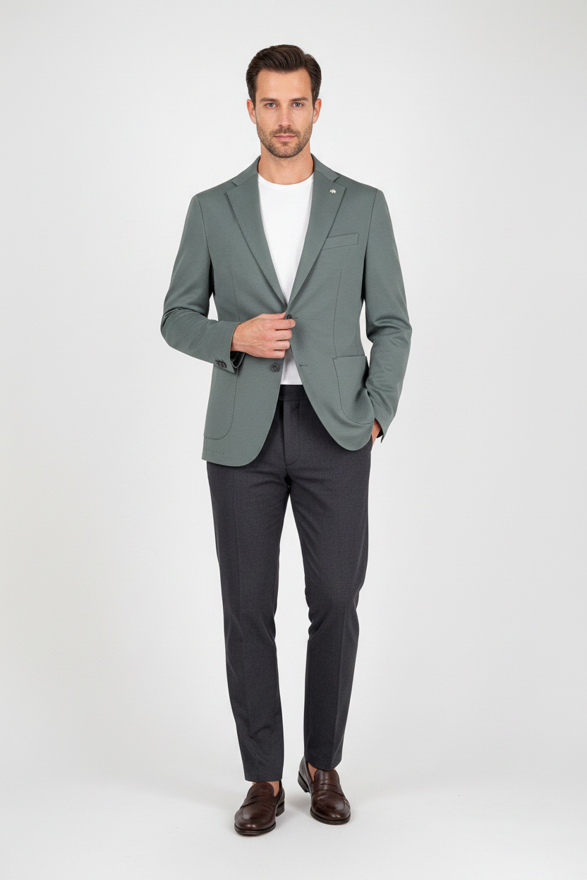 Giacca verde punto milano