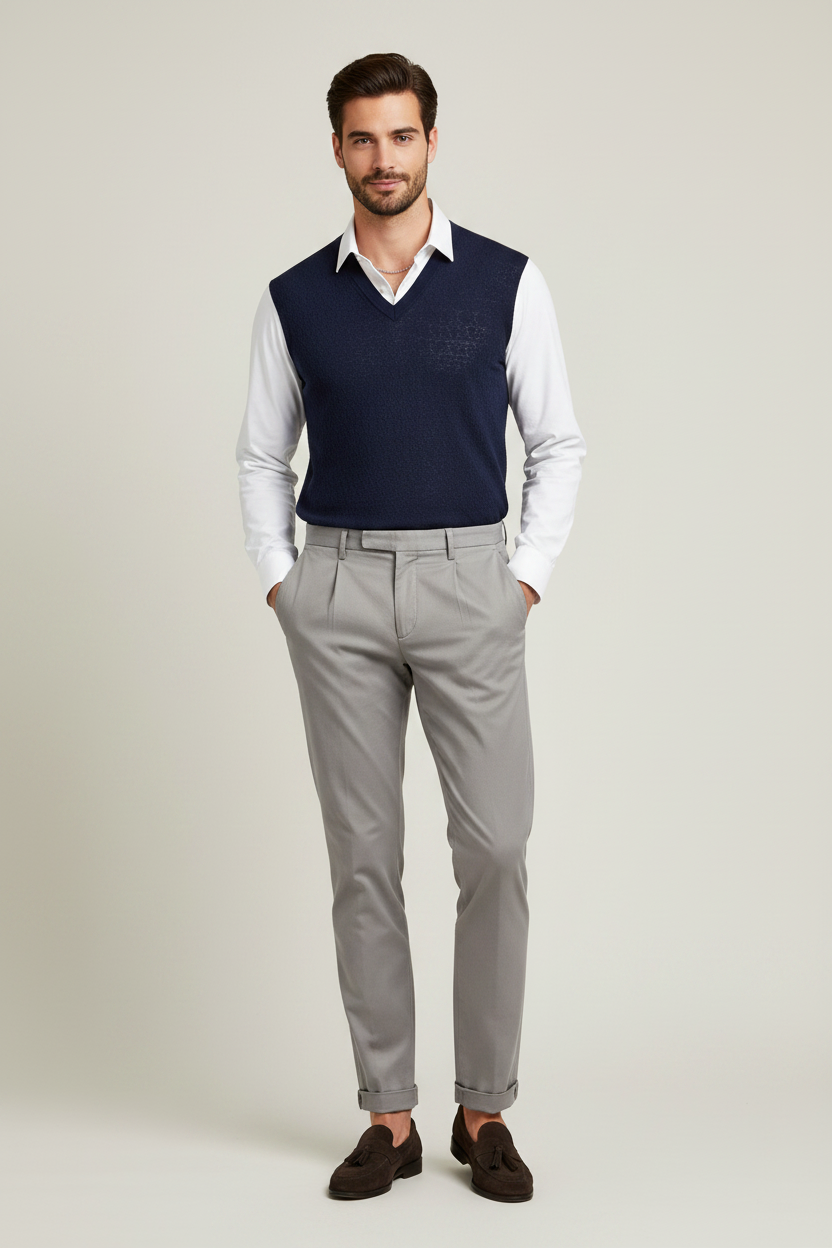 Pantalone slim con pinces BG 07