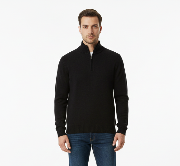 Zip-up turtleneck sweater