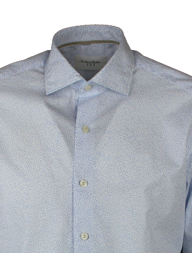 Camicia  stampa microflowers sky Tintoria Mattei